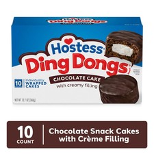 Hostess Ding Dongs Snack Cakes, Chocolate Flavor, 12.7 oz Box 10 Count 