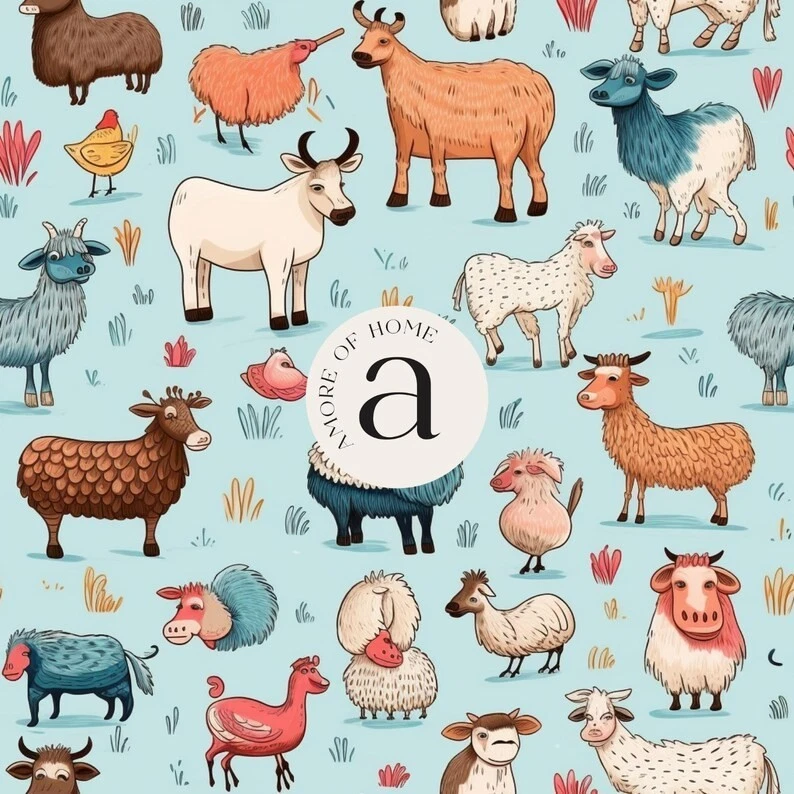 Farm Animal Wrapping Paper, Kids Birthday or Baby Shower Gift Wrap Roll - Image 4 of 4