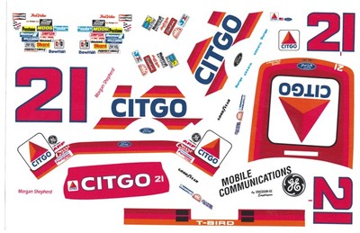 #21 Morgan Shepherd Wood Bros. Ford 1992 1/24th Scale Nascar Waterslide Decals