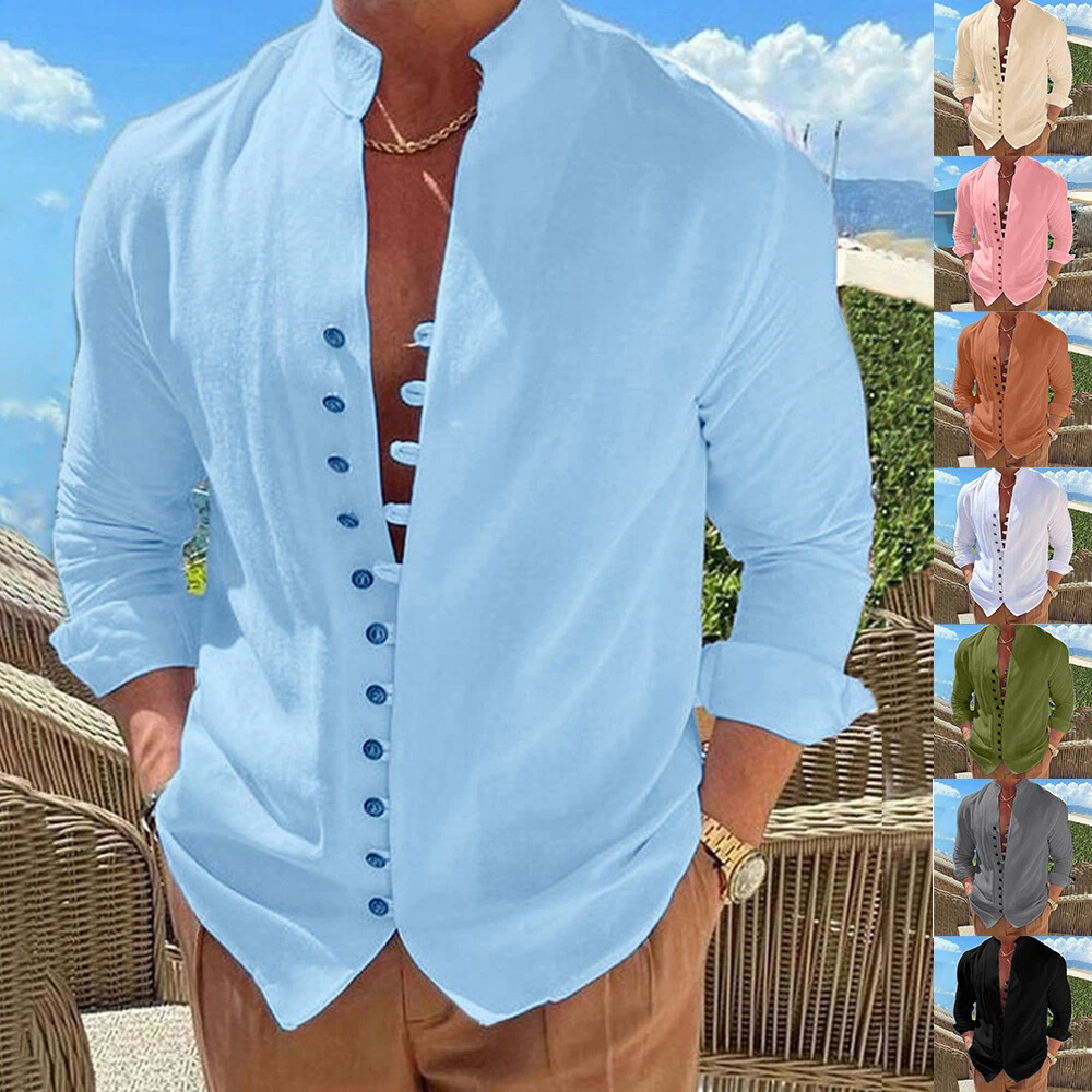 Men's half top button down shirt