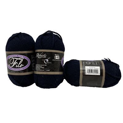 Roberts Crafts Filo Fashion Yarn Collection Inky Navy 27-0159 lot of 3 297 yds
