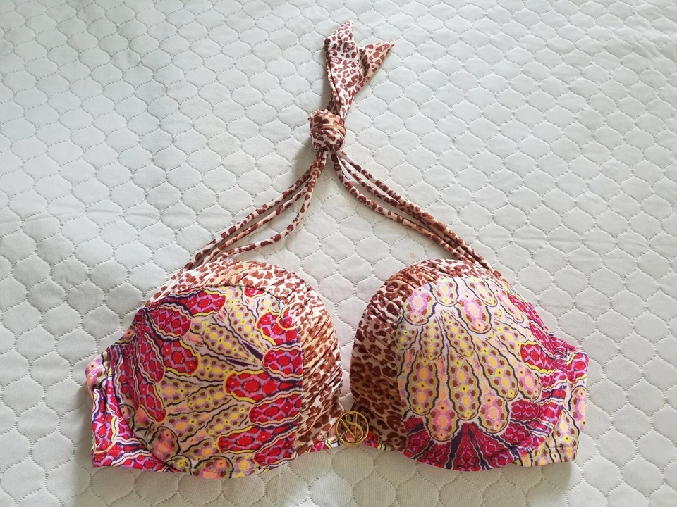 Victorias Secret Swim BOMBSHELL Add-2-Cup BIKINI Top 36B Leopard Red Paisley 5ZB - Image 4 of 4