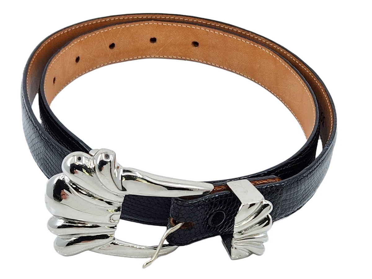 Hunter Green De Sanchez Genuine Lizard belt VINTAGE De SANCHEZ SILVER TONE BUCKLE BLACK GENUINE LIZARD  main image 4