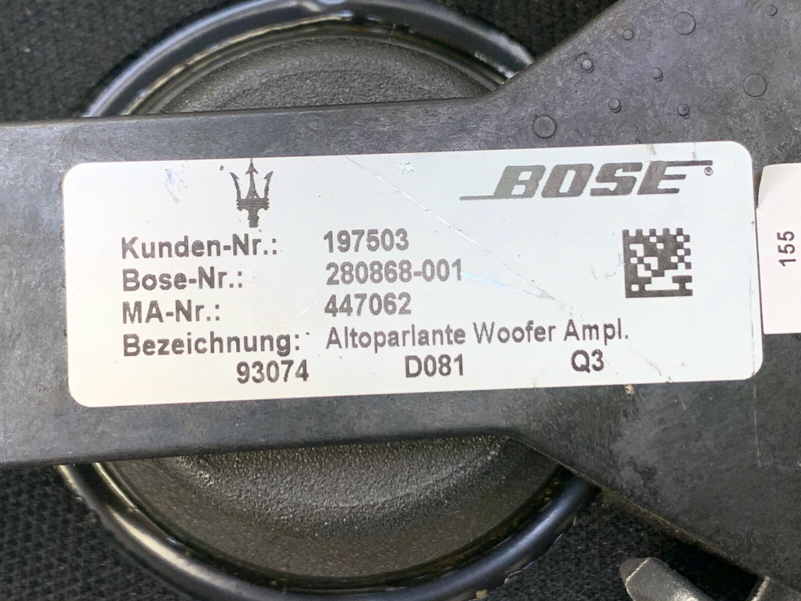 08 09 10 11 12 MASERATI QUATTROPORTE REAR SUBWOOFER SPEAKER OEM 280868-001