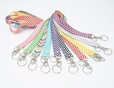 Ultra soft polyester Chevron necklace lanyard with double key rings