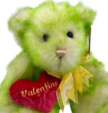 Teddy Bear Valentine Plush Sparkle Green White Two Tone Stuffed Animal