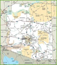 ARIZONA STATE ROAD MAP GLOSSY POSTER PICTURE PHOTO BANNER phoenix city 3318