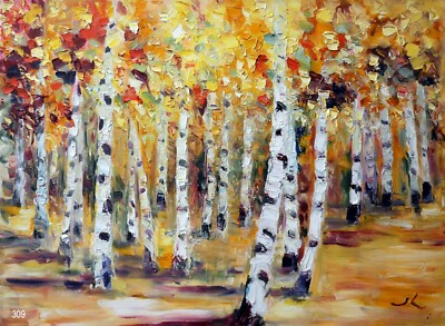 ''Aspen Forest'' #309 - Original Expressive Oil Painting by Julia Lu  18''x24''