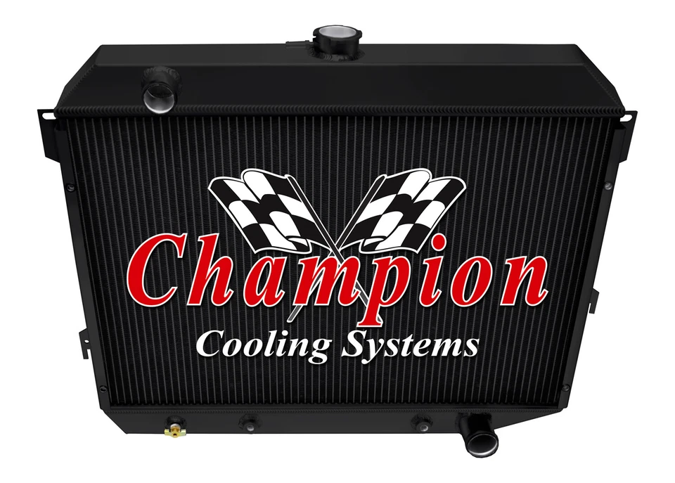 Radiador RR Champion 3 filas acabado negro para Plymouth Belvedere 1970 bloque pequeño Foto 3 de 4