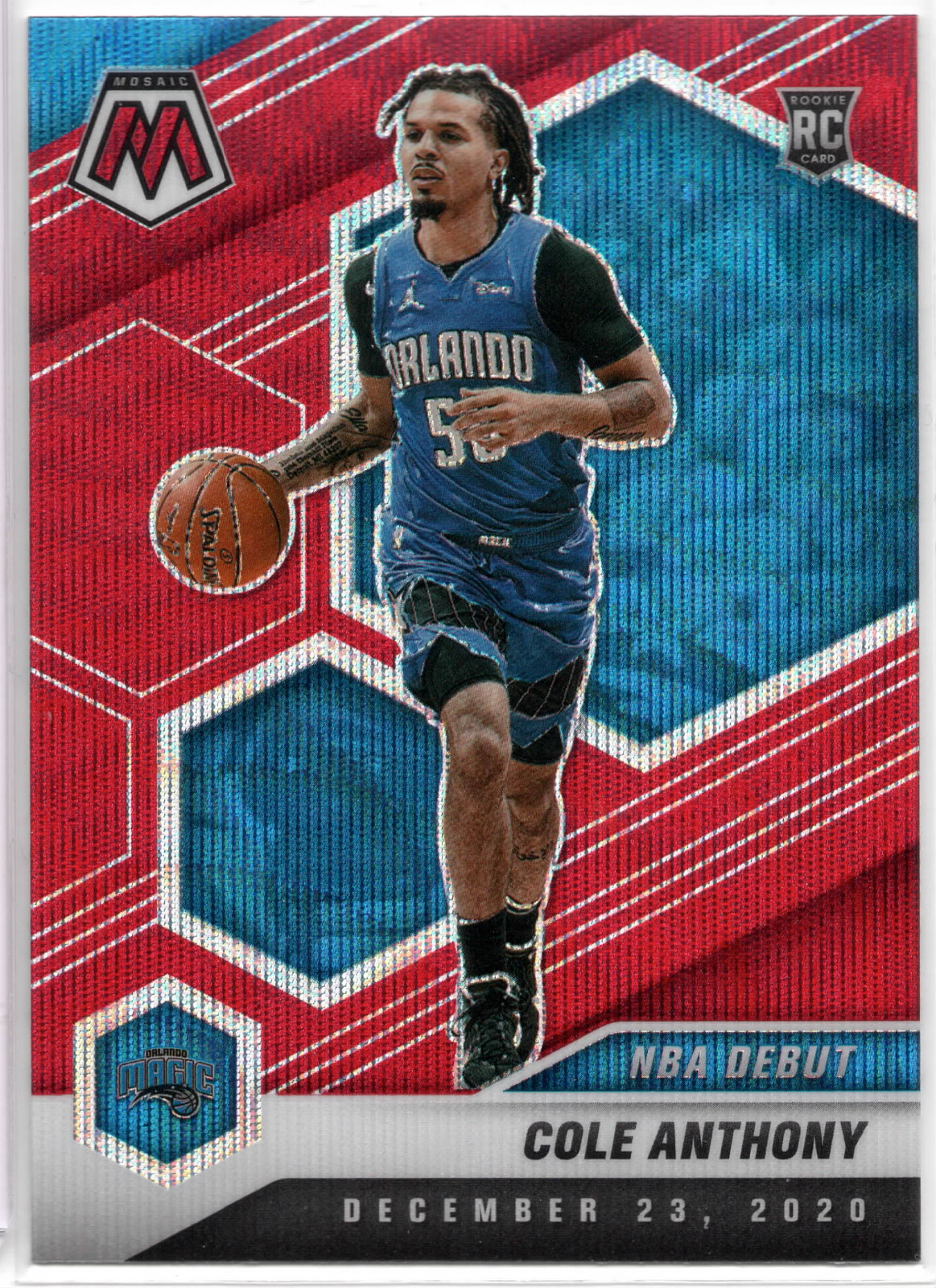 2020-21 Panini Mosaic #268 Cole Anthony Rookie Mosaic Red Wave Orlando Magic SP