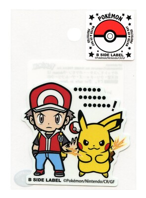 Red & Pikachu Sticker B SIDE LABEL Pokemon Center Japan WATER/UV PROTECTED