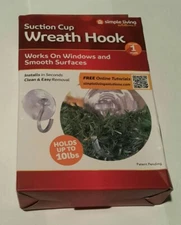 Simple Living Suction Cup Wreath Hook For Glass Storm Doots New