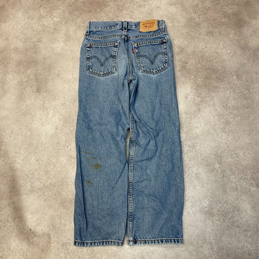 Levis Jeans Kids 550 90s Paper Tag Denim USA Vintage Trousers, Blue, 24” image 2