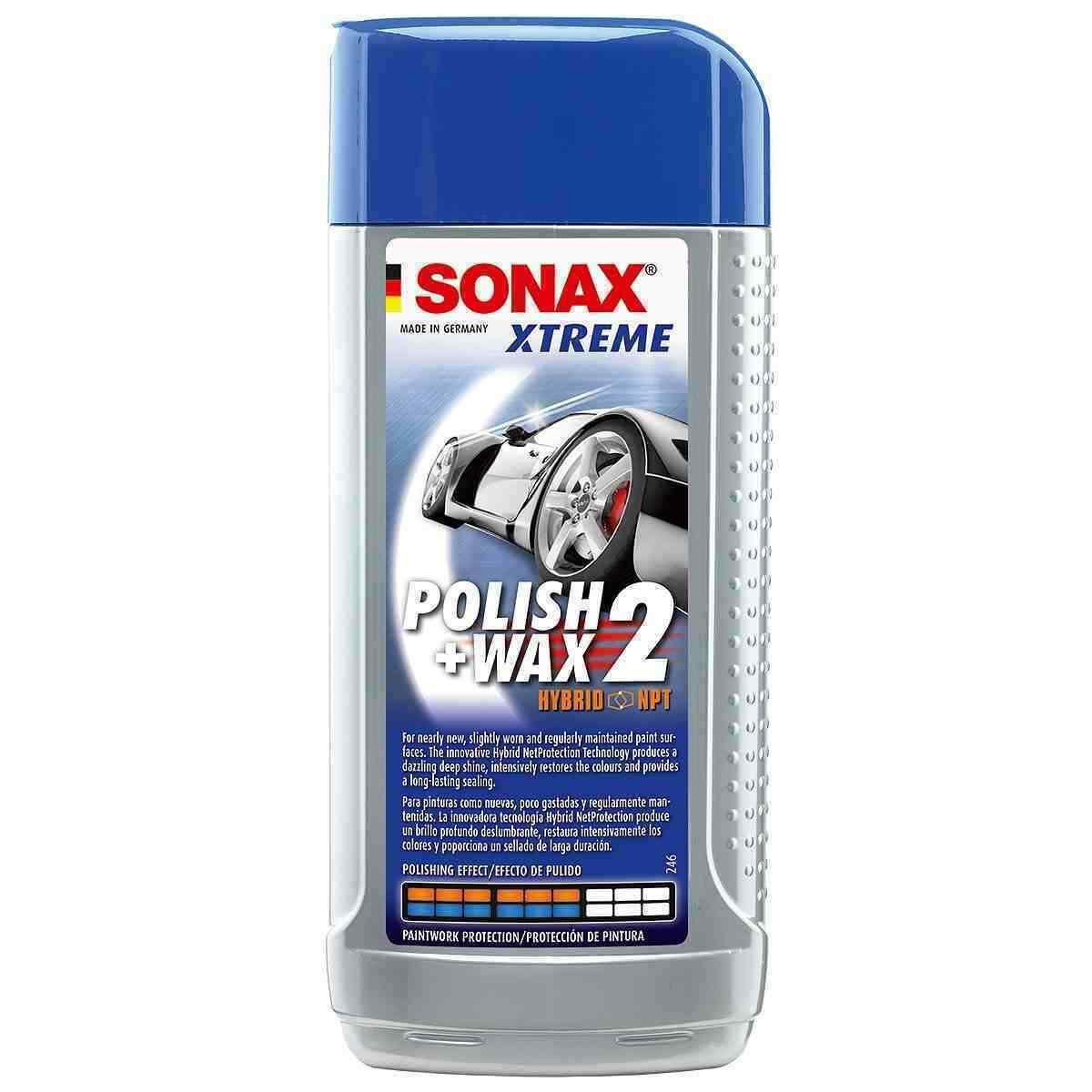 SONAX Xtreme Polish and Wax 2 Hybrid NPT 250ml - Fix Scratches, Protect Paint