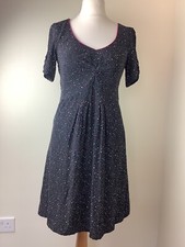 Dickens & Jones Womans Tea Dress Black Pink White Spot Pattern Size 10