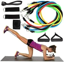 11 PCS Resistance Bands  Portable Set, with Door Anchor, For Home Work out !