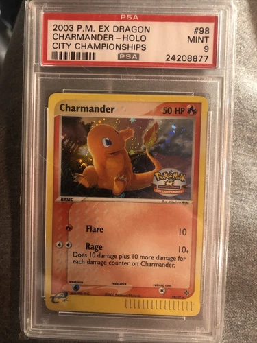 2003 Pokemon EX Dragon Charmander Holo City Championships 98/97 PSA 9 Mint