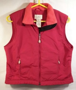 LL Bean Womens Fleece Lined Nylon Winter Vest Full Zip Red Size Petite Medium | eBay