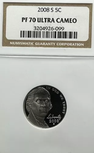 2008-S Jefferson Nickel 5C NGC PF 70 Ultra Cameo
