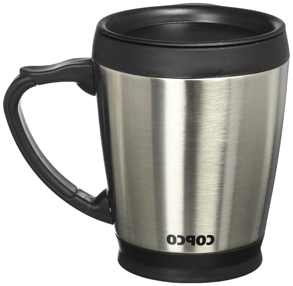 Caneca de café Copco Desktop aço inoxidável com alça de fácil aderência 16 oz - Prata - Imagem 3 de 4