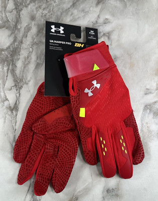 Under Armour UA Harper Pro Batting Gloves Mens Size Small Red Bryce 1365465-600