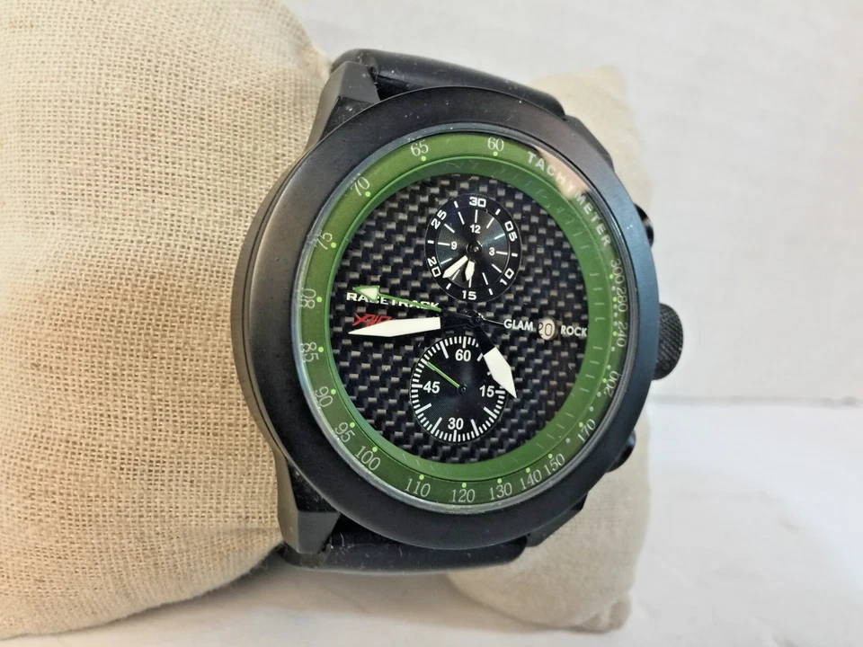 Reloj Pulsera GLAM ROCK RACETRACK Cronógrafo Con Fecha ¡Funciona! Foto 3 de 4