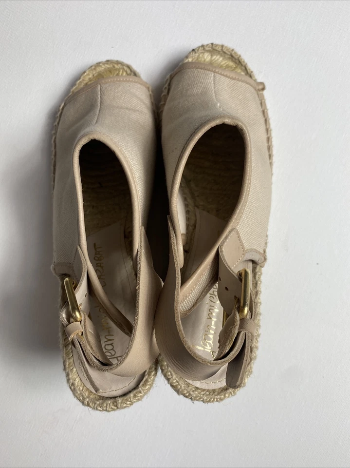 Sandalias de cuña Jean Michel Cazabat beige con tira trasera punta abierta talla 37 Foto 4 de 4