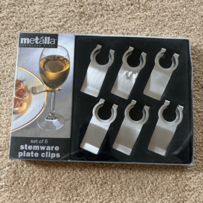 Metalla Set Of Six Stemware Plate Clips *New* | eBay