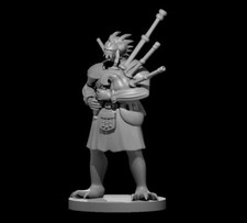 Dragonborn Male Bard with Bagpipes V2 28mm Scale DND D D Tabletop Miniature