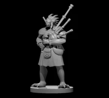 Dragonborn Male Bard with Bagpipes V2 28mm Scale DND D&D Tabletop Miniature