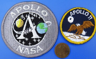 NASA PATCH Pair vtg APOLLO Program / APOLLO 11 / Eagle on MOON / LUNAR Space