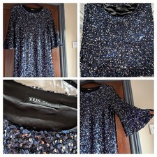 Women's Dress YOURS Size 14 Navy Sequinned Evening Guest Party Polyester Blend