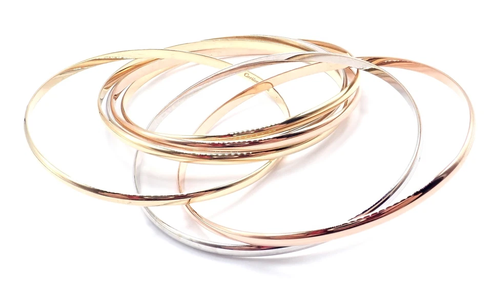 ¡Auténtico! Brazalete Vintage Cartier Oro 18k Tricolor 7 Bandas Trinidad Foto 4 de 4