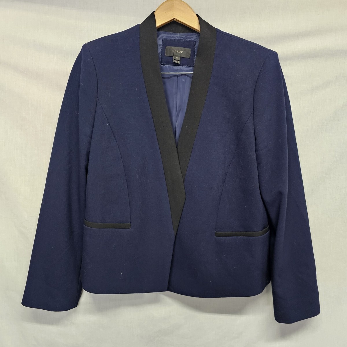 Asymmetrical Crepe Blazer Navy Blue Size Women's Jacket
