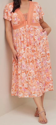 Torrid Crinkle Gauze Lace Up Tea Length Dress Coral 2 2X 18 20 #E47687 | eBay Torrid Crinkle Gauze Lace Up Tea Length Dress Coral 2 2X 18 20 #E47687 | eBay