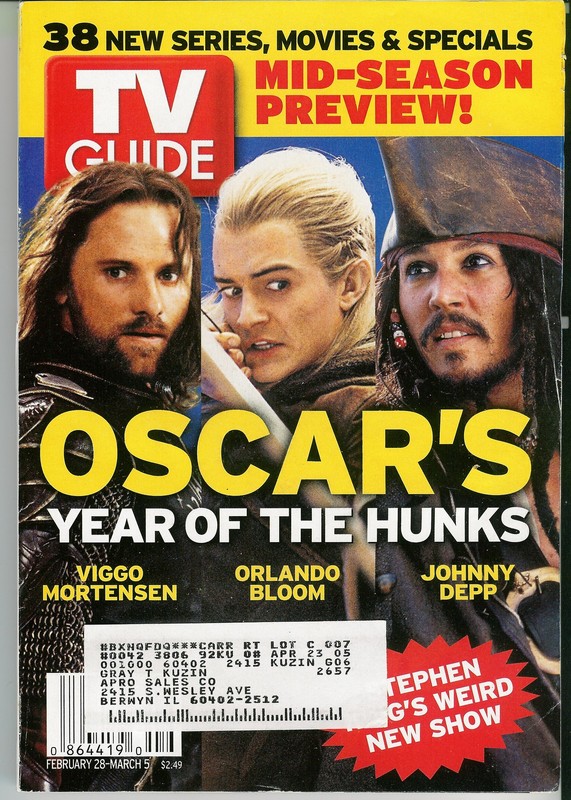TV Guide 04 Oscar Hunks, Mortensen, Bloom, Depp, Stephen King