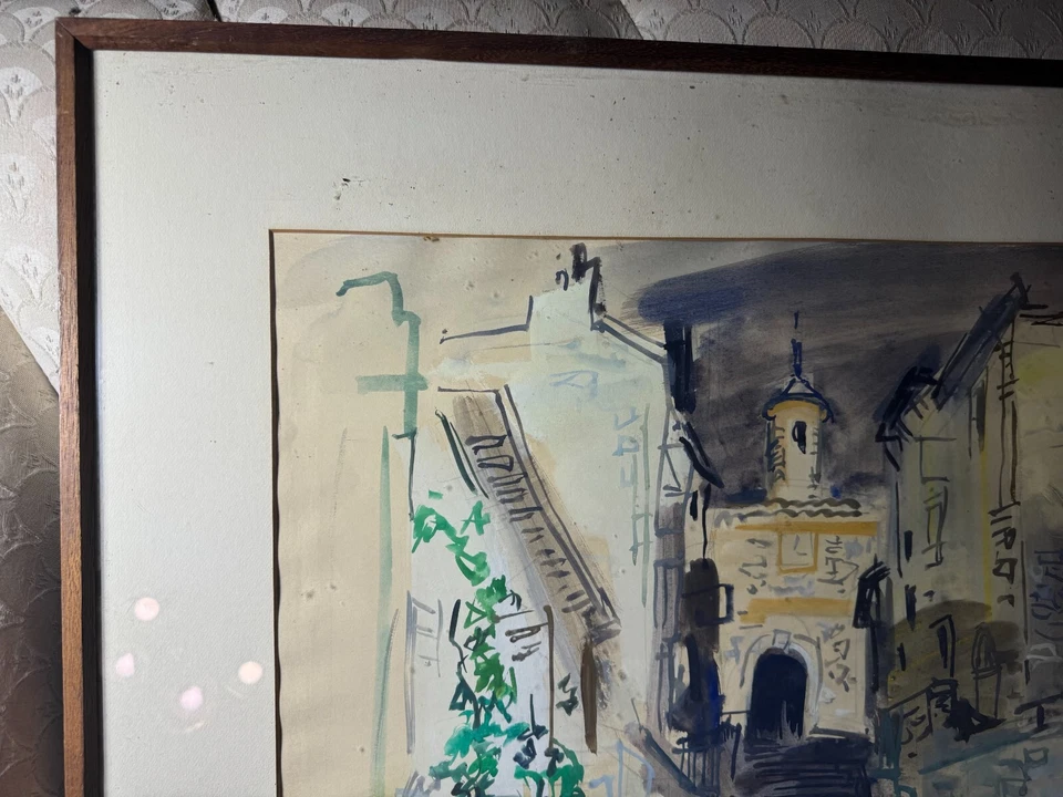 Roger Bertin (1915 - 2003) "Barcelona Street Scene" Watercolor Painting -Framed - Image 2 of 4
