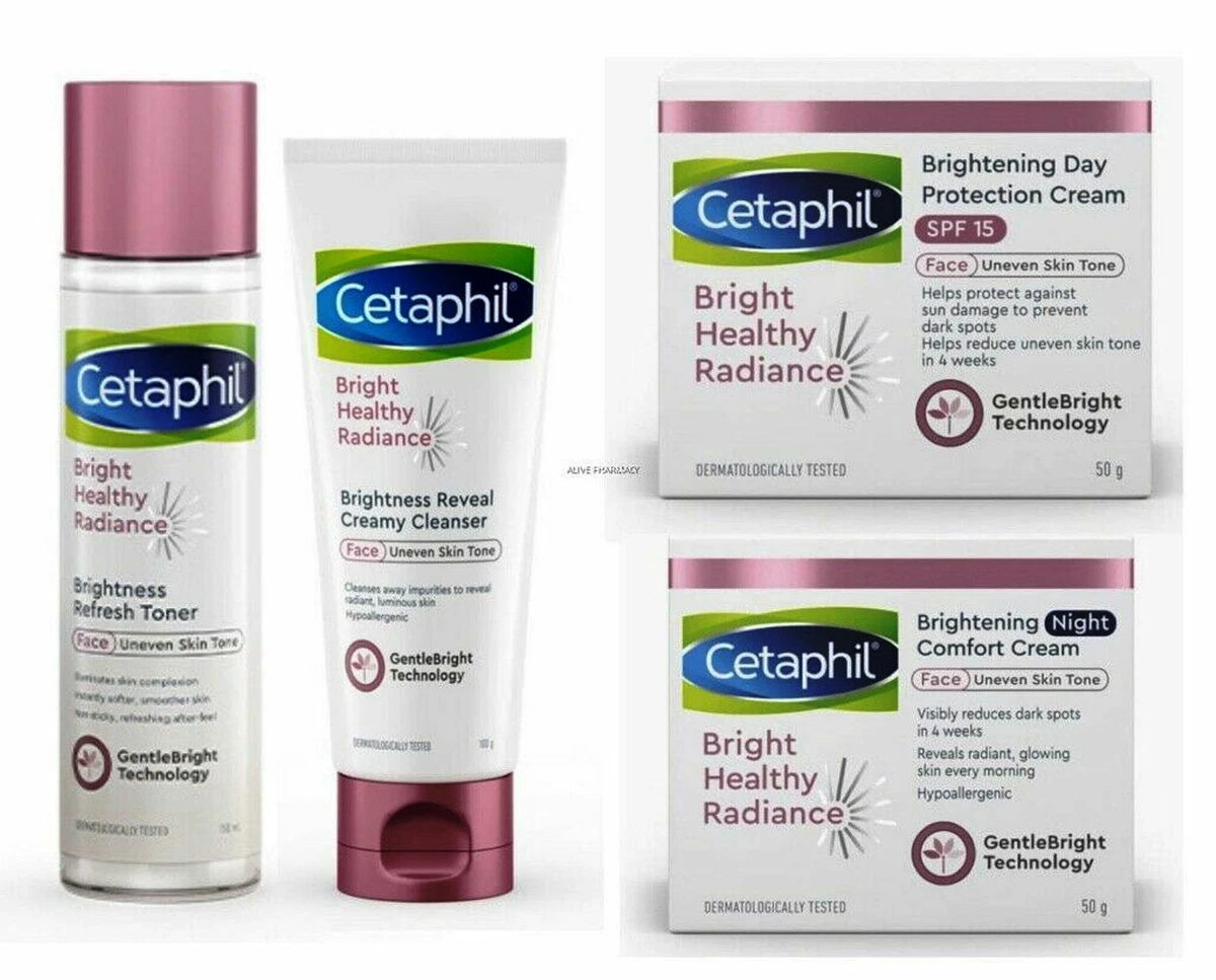 SET Cetaphil Bright Healthy Radiance Skincare Cleanser Toner Day Night Cream