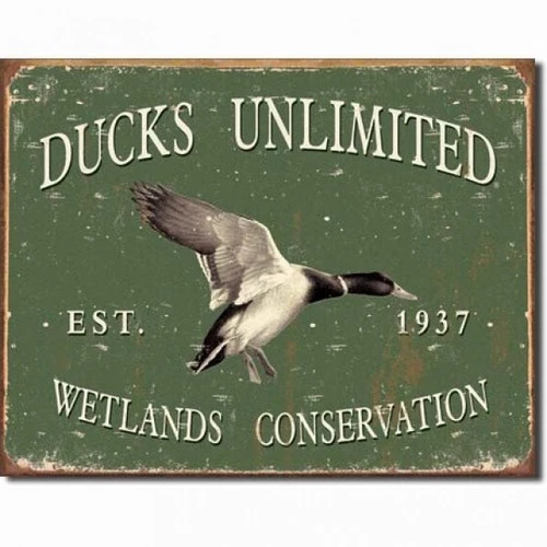 Vintage Replica Tin Metal Sign Ducks Unlimited Wetland conservation 1937 1388