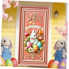 Easter Door Covers Spring Pink Frame  Happy Easter  Ribbon  Bunny Egg CW00324