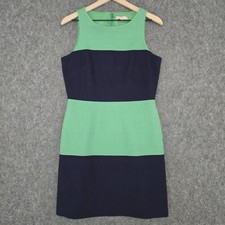 Banana Republic Dress Womens 4 Green Navy Textured Colorblock Sheath Sleeveless