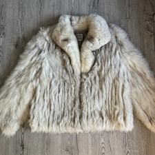Vintage Saga Fox Silver Fox Cream Real Fur Coat Size Medium Mob Wife Maximalist