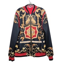 Royal 7even Seven Men’s 2XL Full Zip Track Jacket Zip Pockets Lined Black Gold 