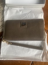 Dooney Bourke Charcoal Gray Florentine Leather Zip Around Clutch Wallet Wristlet