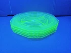 Hazel Atlas Florentine Green Depression Glass 3 Dinner & 2 Grill Plates Uranium