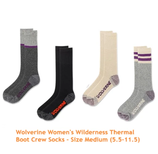 Wolverine Women's Wilderness Thermal Boot Crew Socks size Medium M/5.5-11.5 Wool