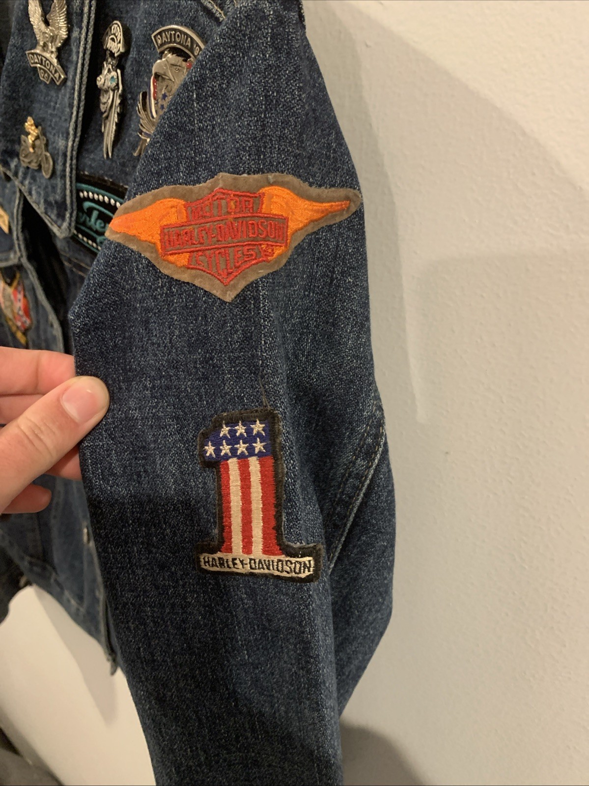Customized Denim Jacket Biker Patch Pins Harley D… - image 9