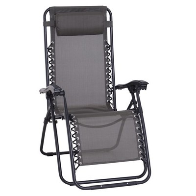 Outsunny Zero Gravity Stuhl, Relaxliege mit Kissen grau