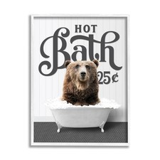 Retro Bath Bear Framed Wall Art Print Giclee Poster by Lettered and Lined