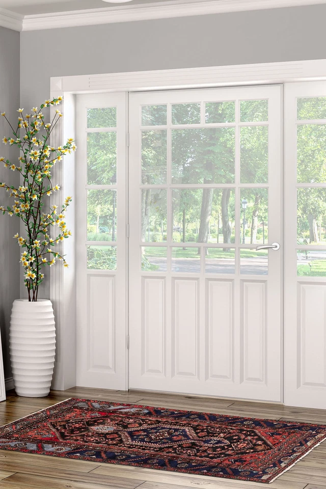 Alfombra tradicional vintage anudada a mano alfombra de lana oriental de 4'0" x 7'3" Foto 2 de 4